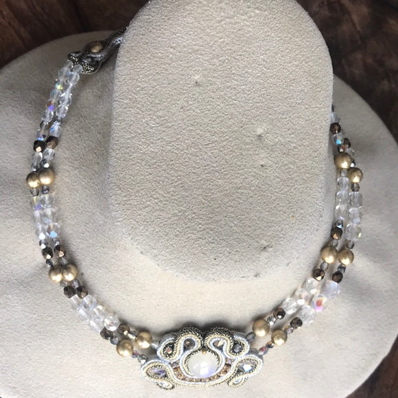 Choker Necklace Moon stone crystal beads - Picture 3 of 4